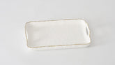 Pampa Bay Rectangular Tray with Handles, White With Gold Trim