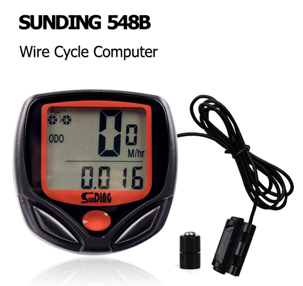 Sunding Cycle Digital Odometer Computer Speedometer MPH KMH Waterproof LCD