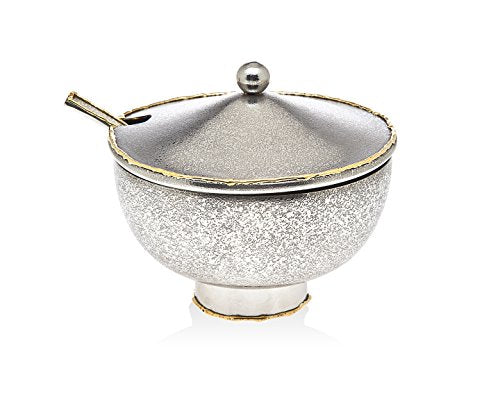 Godinger Silver Art Golden Frost Jam Honey Dish Jar with Spoon
