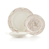 Brilliant Rose Blossom 30 Piece Bone China Dinnerware Set, Service for 6, Dinner Plate, Salad Plate, Soup Bowl, B&B Plate and Compote Bowl