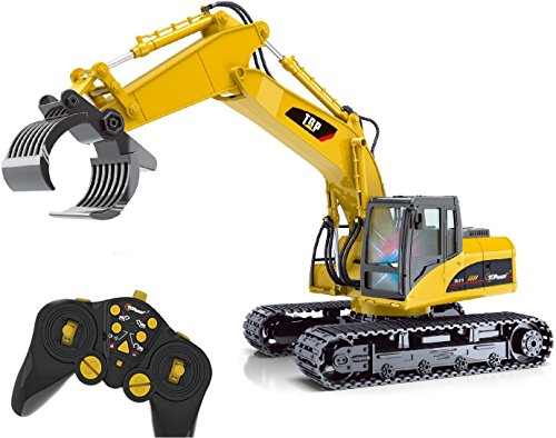Top Race® TR-215 15 Channel Remote Control RC Fork Excavator, Construction Grapple Fork Tractor - Metal Fork