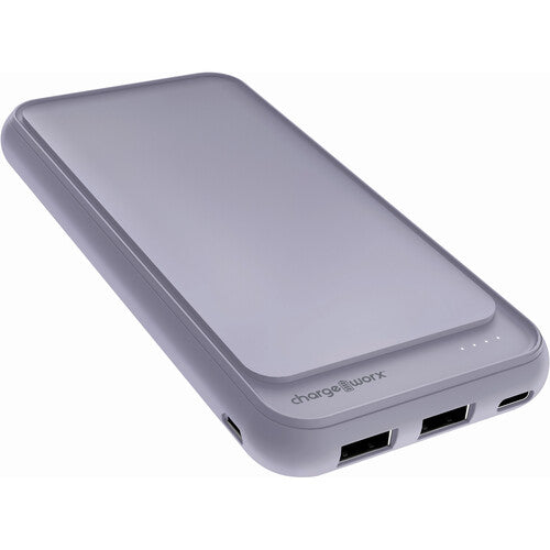 ChargeWorx 10,000 mAh Dual USB Slim Power Bank, Lavender
