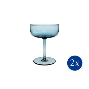 Villeroy & Boch Like Ice Blue 6.25oz Crystal Glass Champagne Coupe / Dessert Bowl, Hand Wash, Set of 2
