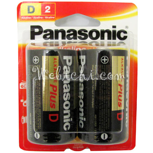 Panasonic Alkaline Plus D Cell Batteries, 2 Pack BATTD2PK