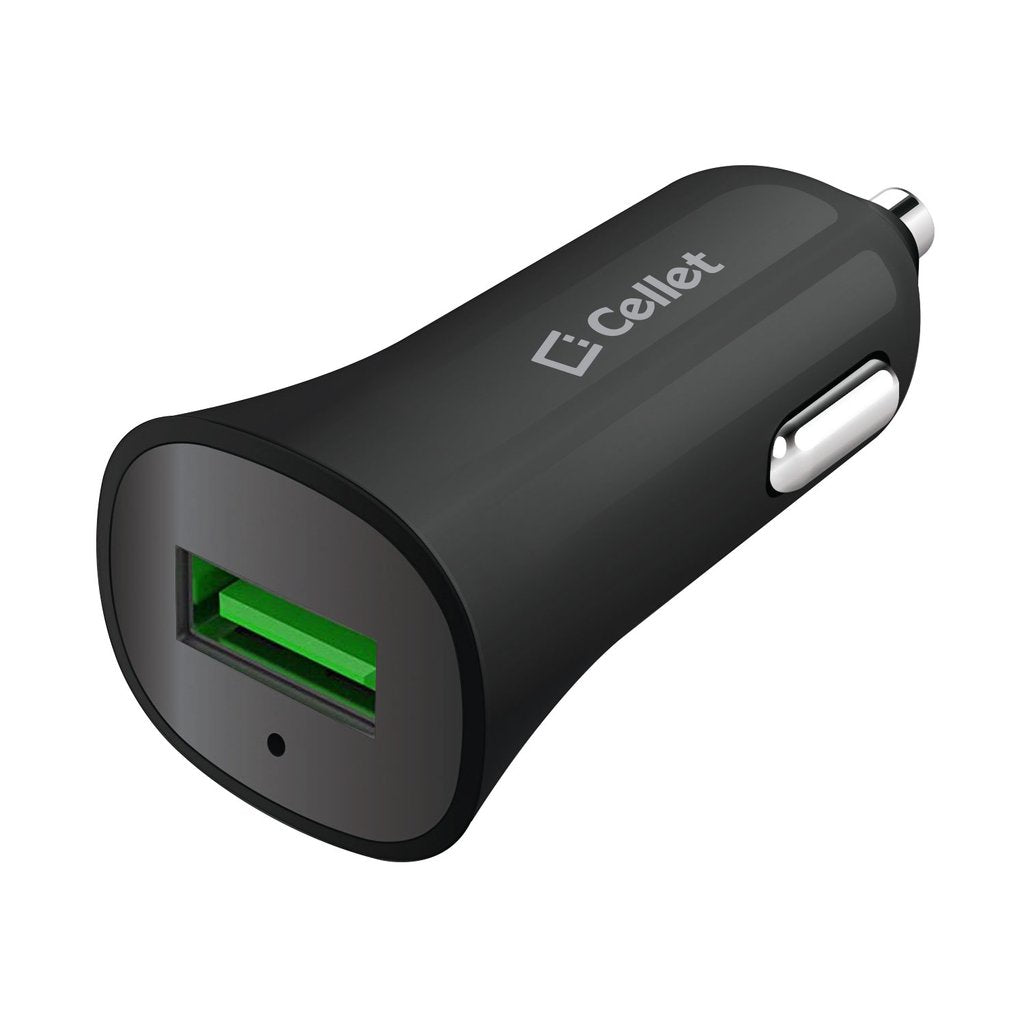 Cellet Ultra Compact 3.0 Quick Charge 1 USB Port Car Charger, Black