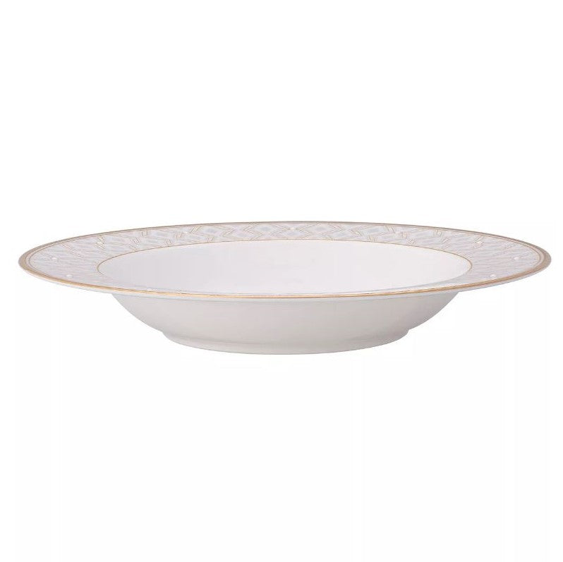 Noritake Noble Pearl Fine Bone China Dinnerware 12oz 8.5" Soup Bowl, Gold Rim, Dishwasher Safe
