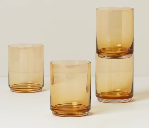 Lenox Tuscany Classics Amber Stackable Tall Glasses, Set of 4