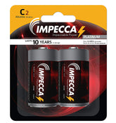 IMPECCA Alkaline C Cell Batteries 2 Pack, BATTC2PK