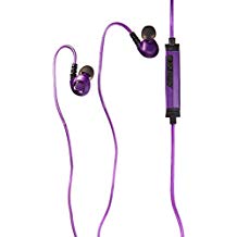 Pilot EL 1320 Light Pulse Sports Active Earbuds with Microphone and 3 Ft. Cable, Purple Controller adjusts volume, next/prior song