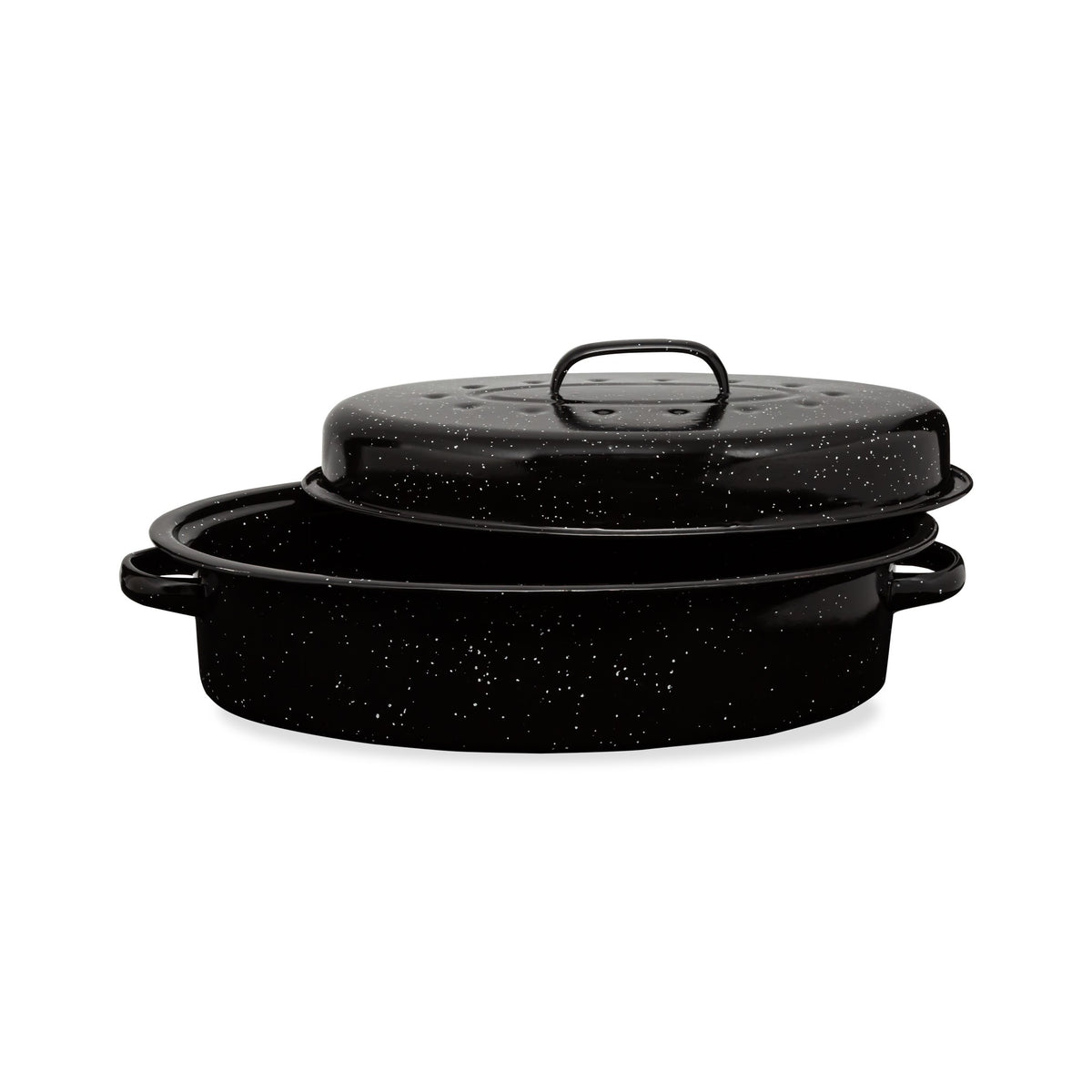 Millvado Granite Large Oval Roaster With Lid