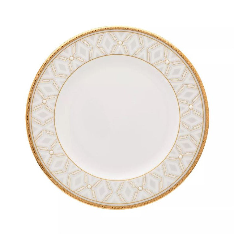 Noritake Noble Pearl Fine Bone China Dinnerware 6.5" Bread and Butter Plate, Gold Rim, Dishwasher Safe