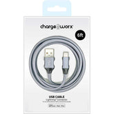 Chargeworx CX4858SL Silver Lightning Charging Cable, Wire for Apple iPhone