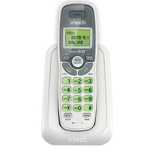 VTECH CS6114 DECT 6.0 Cordless Phone, White/Grey, 1 Handset (No Answering Machine, No Speakerphone)
