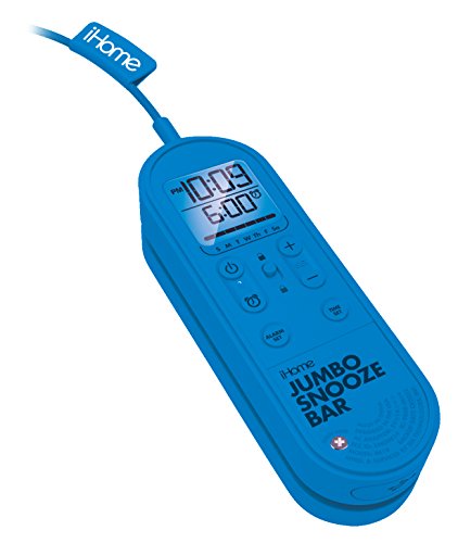 iHome Jumbo Snooze Bar Alarm Clock with USB Charging, Blue