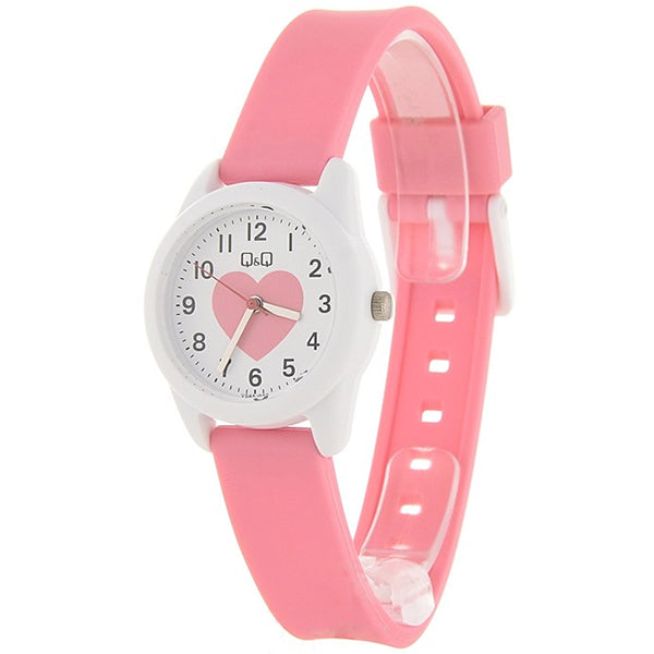 Q&Q Watch, Pink Heart and White Face