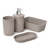 Superio Ribbed Plastic Bathroom Accessory Set