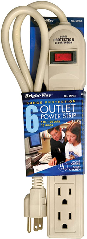 Bright Way - 6 Outlet Power Strip, 2.5' Cord