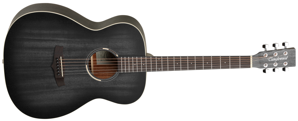 Tanglewood Blackbird Smokestack Black Satin Acoustic Guitar, Mahogany Body