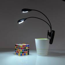 YAM 2 Dual Arm Flexible USB Rechargeable Dimmable 14 LED USB Table Book Lamp Clip-on Bed Reading Table Light - Does Not Come With Wall Adapter