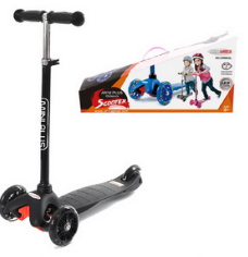 ChromeWheels Three Wheels Kick Scooter for Kids with Adjustable Height, Black