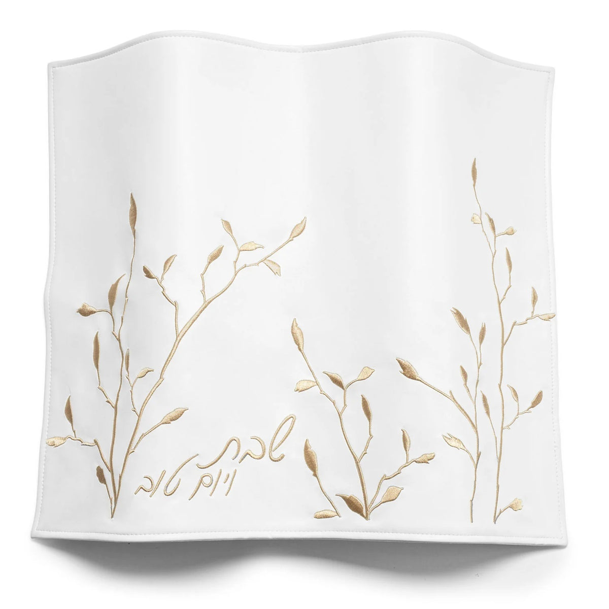 Waterdale Leaf Embroidered Challah Cover, White & Gold