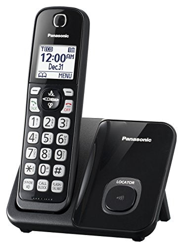 Panasonic KX-TGD510B DECT 6.0 1-Handset Cordless Telephone, Black - Caller ID; Call Block; 3-way Conference; Up to 6 Handsets