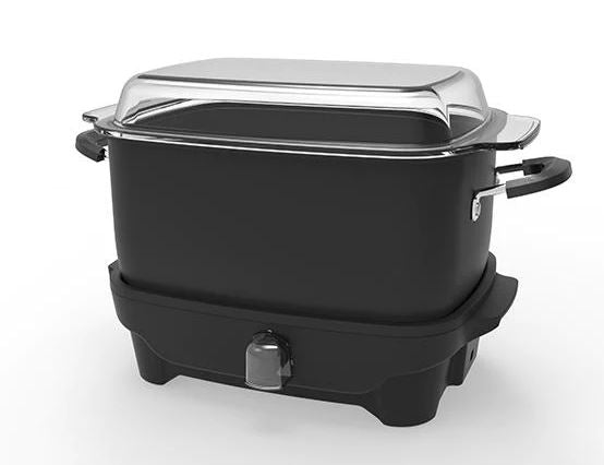 Magic Mill Slow Cooker With Flat Glass Cover Black Pot With ETL Approved, Assorted Sizes