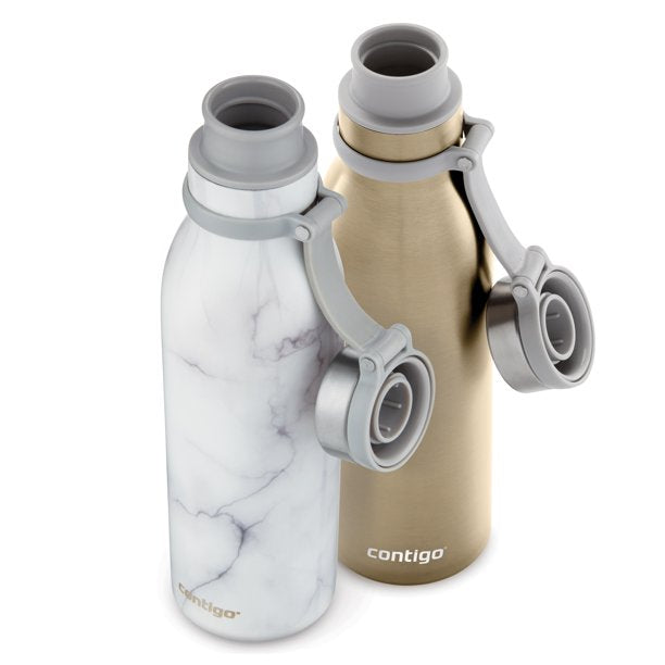 Contigo - 2 Pack Couture Collection 20 oz Stainless Steel Water Bottles, Marble/Champagne