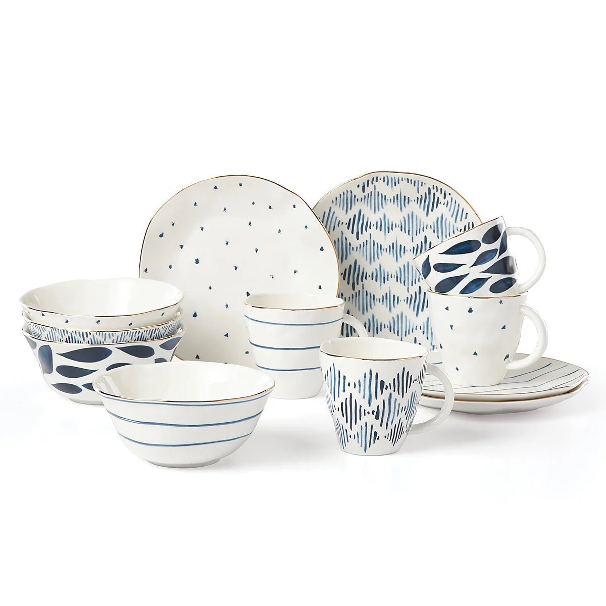 Lenox Blue Bay Ikat Porcelain Dinnerware, Sets of 4, Assorted Styles